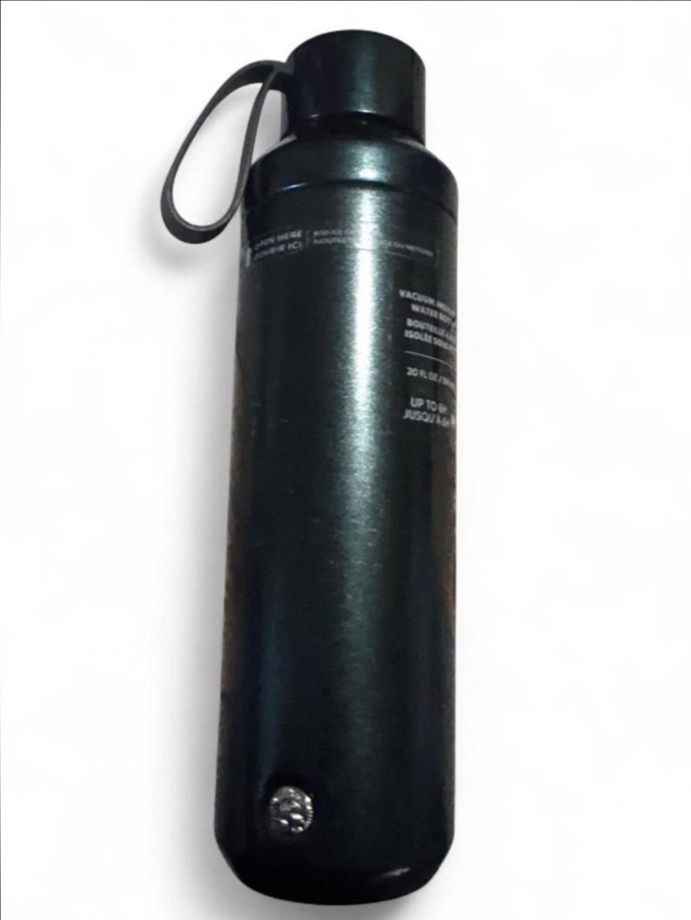 Starbucks Metallic Black Insulated Water Bottle with Silver Starbucks Logo